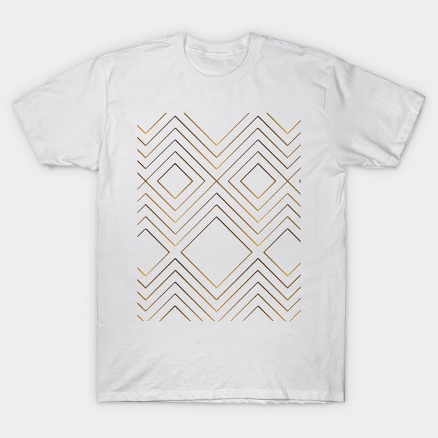Modern golden Gatsby pattern white T-Shirt by carolsalazar